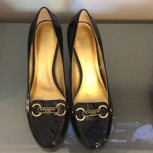Coach black patent leather pumps